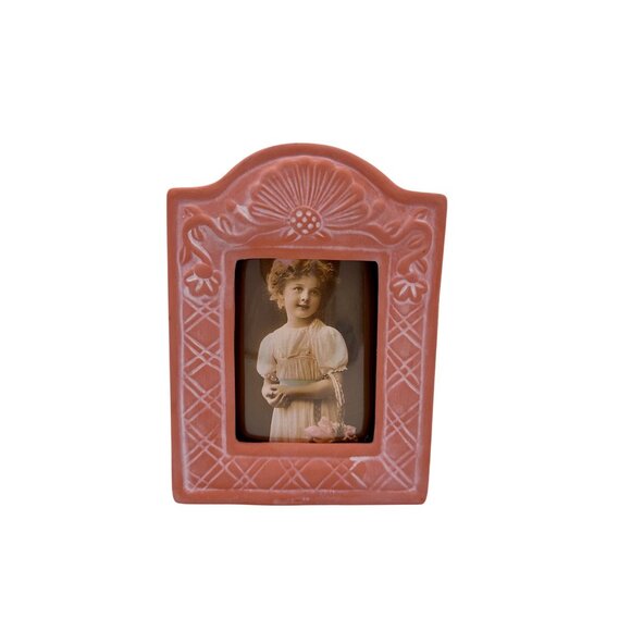 White Washed Terracotta Picture Frame Daisy Floral tisan Ceramic Decorative Keep - Picture 3 of 8